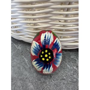 Яйце дерев'яне ПИСАНКА ручний розпис, яйця на Великдень прикраса в кошик, писанка деревʼяна квітка