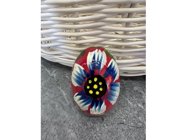 Яйце дерев'яне ПИСАНКА ручний розпис, яйця на Великдень прикраса в кошик, писанка деревʼяна квітка