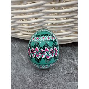 Яйце дерев'яне ПИСАНКА ручний розпис, яйця на Великдень прикраса в кошик, писанка деревʼяна зелений колір