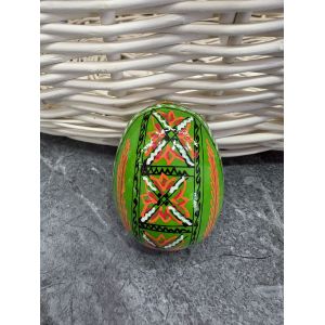 Яйце дерев'яне ПИСАНКА ручний розпис, яйця на Великдень прикраса в кошик, писанка деревʼяна зелений колір