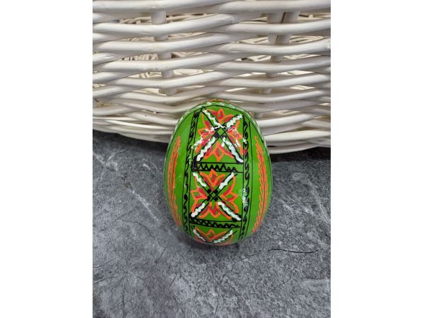 Яйце дерев'яне ПИСАНКА ручний розпис, яйця на Великдень прикраса в кошик, писанка деревʼяна зелений колір