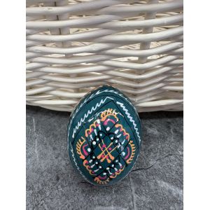 Яйце дерев'яне ПИСАНКА ручний розпис, яйця на Великдень прикраса в кошик, писанка деревʼяна аквамарин колір