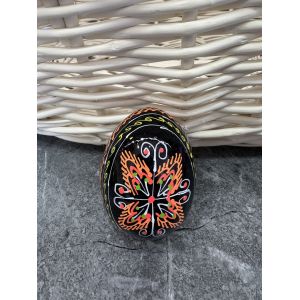 Яйце дерев'яне ПИСАНКА ручний розпис, яйця на Великдень прикраса в кошик, писанка деревʼяна чорний  колір