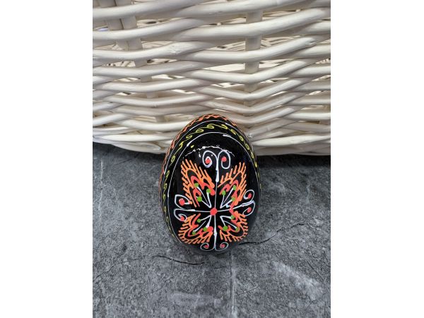 Яйце дерев'яне ПИСАНКА ручний розпис, яйця на Великдень прикраса в кошик, писанка деревʼяна чорний  колір