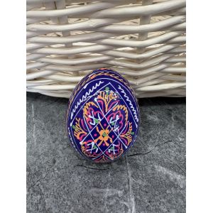 Яйце дерев'яне ПИСАНКА ручний розпис, яйця на Великдень прикраса в кошик, писанка деревʼяна фіолетовий  колір