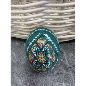 Яйце дерев'яне ПИСАНКА ручний розпис, яйця на Великдень прикраса в кошик, писанка деревʼяна аквамарин колір