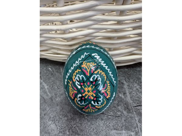 Яйце дерев'яне ПИСАНКА ручний розпис, яйця на Великдень прикраса в кошик, писанка деревʼяна аквамарин колір