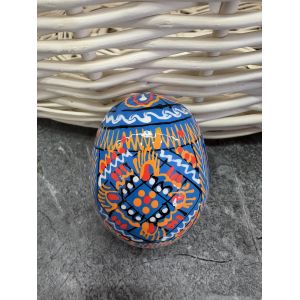 Яйце дерев'яне ПИСАНКА ручний розпис, яйця на Великдень прикраса в кошик, писанка деревʼяна блакитний колір