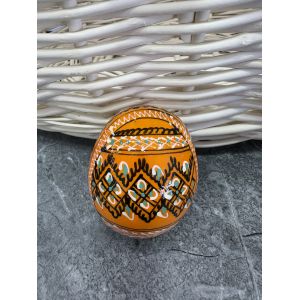 Яйце дерев'яне ПИСАНКА ручний розпис, яйця на Великдень прикраса в кошик, писанка деревʼяна жовтий колір
