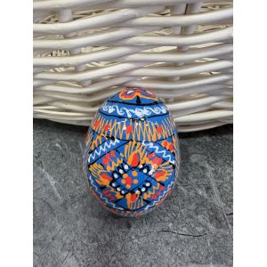 Яйце дерев'яне ПИСАНКА ручний розпис, яйця на Великдень прикраса в кошик, писанка деревʼяна блакитний колір