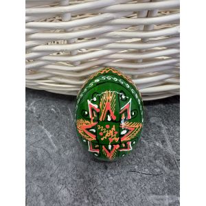 Яйце дерев'яне ПИСАНКА ручний розпис, яйця на Великдень прикраса в кошик, писанка деревʼяна зелений колір