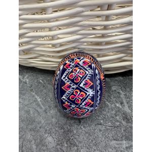 Яйце дерев'яне ПИСАНКА ручний розпис, яйця на Великдень прикраса в кошик, писанка деревʼяна фіолетовий колір