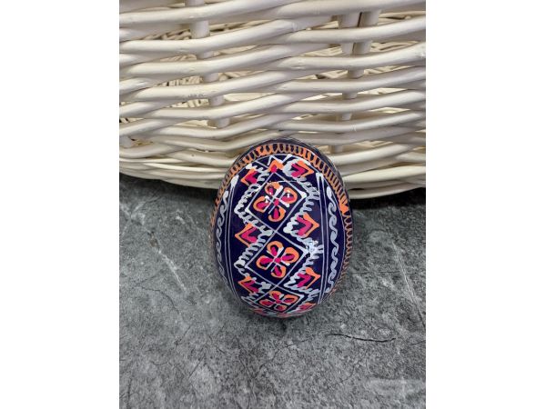 Яйце дерев'яне ПИСАНКА ручний розпис, яйця на Великдень прикраса в кошик, писанка деревʼяна фіолетовий колір