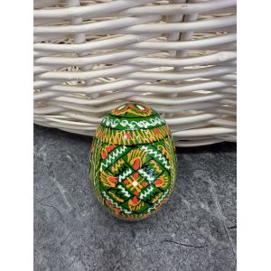 Яйце дерев'яне ПИСАНКА ручний розпис, яйця на Великдень прикраса в кошик, писанка деревʼяна зелений колір
