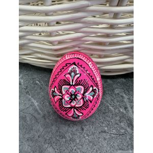 Яйце дерев'яне ПИСАНКА ручний розпис, яйця на Великдень прикраса в кошик, писанка деревʼяна рожевий колір