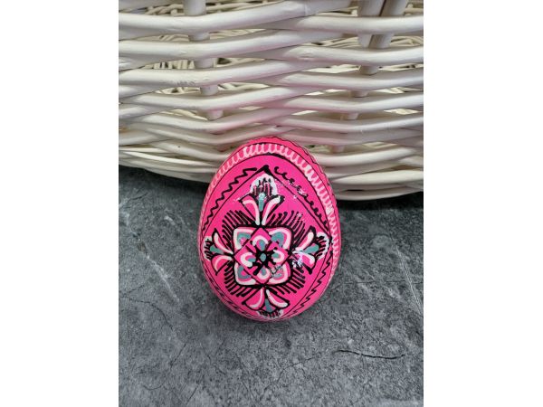 Яйце дерев'яне ПИСАНКА ручний розпис, яйця на Великдень прикраса в кошик, писанка деревʼяна рожевий колір