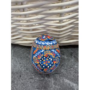 Яйце дерев'яне ПИСАНКА ручний розпис, яйця на Великдень прикраса в кошик, писанка деревʼяна блакитний колір