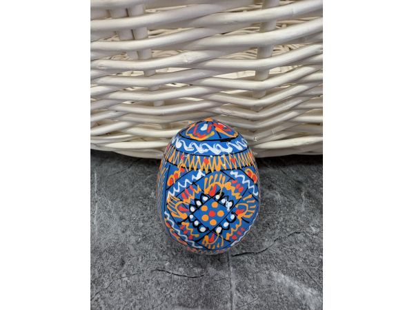 Яйце дерев'яне ПИСАНКА ручний розпис, яйця на Великдень прикраса в кошик, писанка деревʼяна блакитний колір