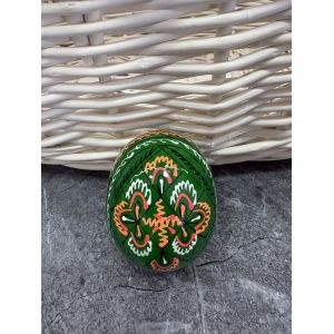 Яйце дерев'яне ПИСАНКА ручний розпис, яйця на Великдень прикраса в кошик, писанка деревʼяна зелений колір