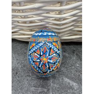 Яйце дерев'яне ПИСАНКА ручний розпис, яйця на Великдень прикраса в кошик, писанка деревʼяна блакитний колір