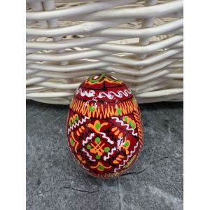 Яйце дерев'яне ПИСАНКА ручний розпис, яйця на Великдень прикраса в кошик, писанка деревʼяна червоний колір