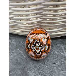 Яйце дерев'яне ПИСАНКА ручний розпис, яйця на Великдень прикраса в кошик, писанка деревʼяна жовтий колір