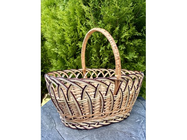 Пасхальний кошик ручної роботи з лози Великодній кошик 43х30х35 см великий