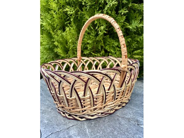 Пасхальний кошик ручної роботи з лози Великодній кошик 30х22х25 см малий