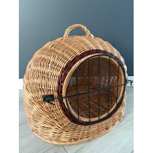 Плетена корзина для перенесення кота з металевими дверцятами ручна робота 50х40х36 см