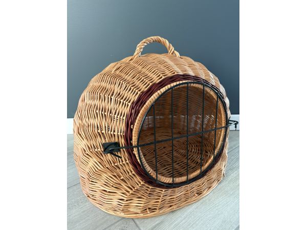 Плетена корзина для перенесення кота з металевими дверцятами ручна робота 50х40х36 см