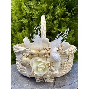 Кошик з білої лози 37х27х32 Великодній кошик з декором