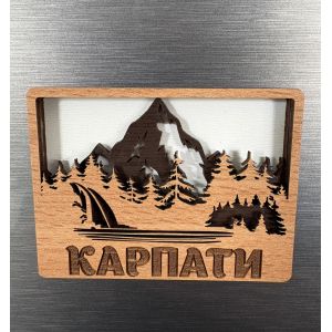 Магніт дерев’яний сувенір Карпати на холодильник з дерева 8х6х1 см