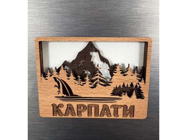 Магніт дерев’яний сувенір Карпати на холодильник з дерева 8х6х1 см