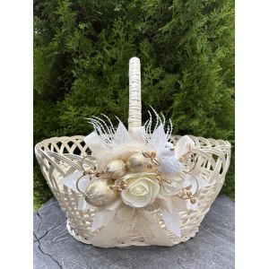 Кошик з білої лози 37х28х36 Великодній кошик з декором