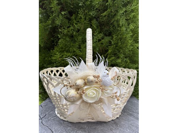 Кошик з білої лози 37х28х36 Великодній кошик з декором