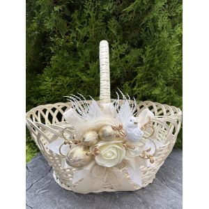 Кошик з білої лози 41х32х40 см  Великодній кошик з декором