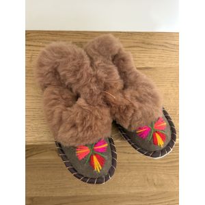 Зимові капці-чуни (закопанки) жіночі теплі домашні хутряні, антиковзка підошва 36 розмір карамельне хутро